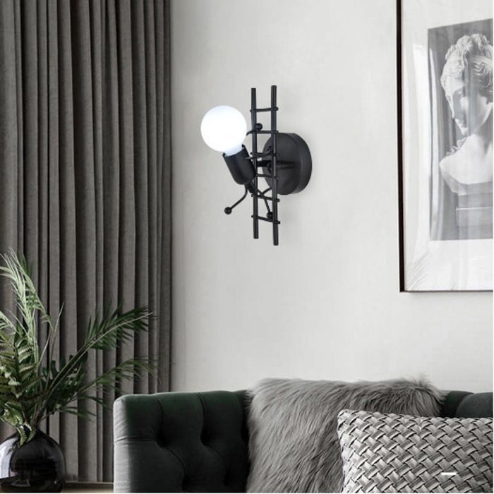 UNI Applique Murale Intérieur Design E27 Lampe Murale Humanoïde Contemporain en Métal Noir