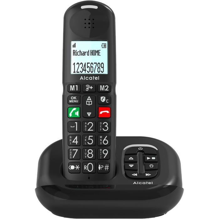 Telefone fixo sem fio FEBEST para idosos - Tela de alta legibilidade - Botões grandes - Amplificação de áudio de +10dB