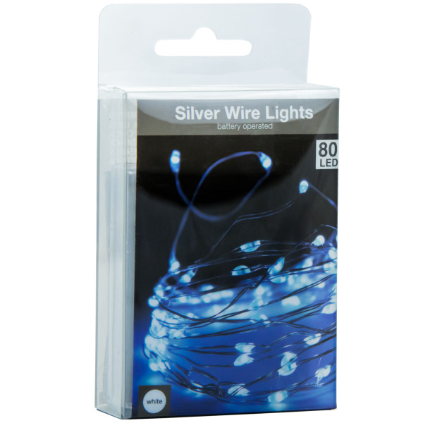 Lampki Girlanda 80 Led Zimna Biel Na Baterie