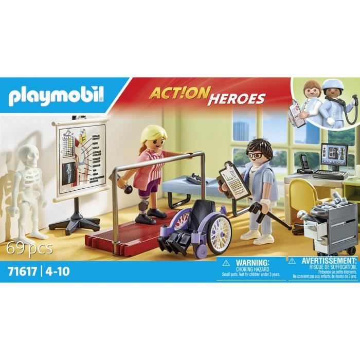 PLAYMOBIL 71617 Physiotherapy Workshop, The Hospital, Action Heroes, 69 pieces, Ages 4+