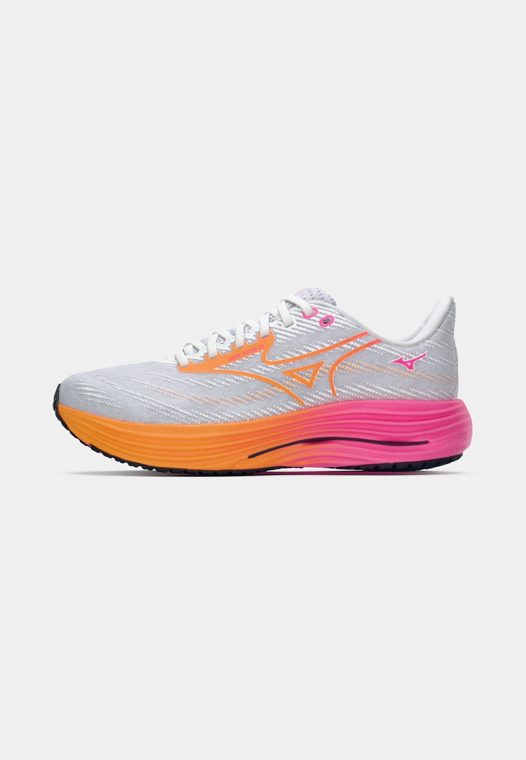 Mizuno WAVE RIDER 29 HANABI UNISEX - Scarpe da corsa su strada - bianco/arancione/rosa tetra