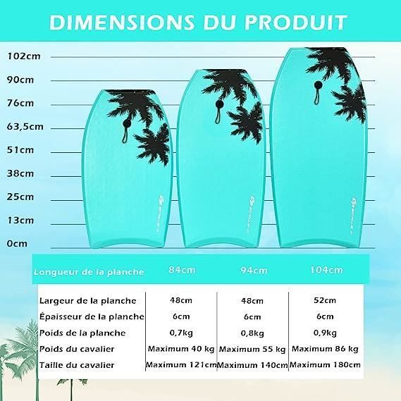Tabla de bodyboard GYMAX de 33 pulgadas, con correa ajustable para el tobillo, cola en forma de media luna, tabla de surf para niños y adultos.