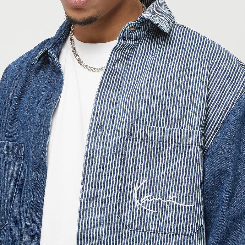 Chest Signature Stripe Block Denim Shirt