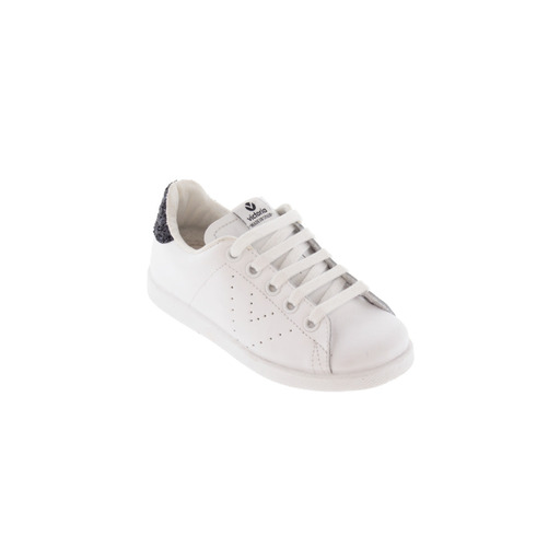 Zapatillas De Piel Blanca Victoria Tenis Con Trasera De Glitter Y Logotipo Troquelado