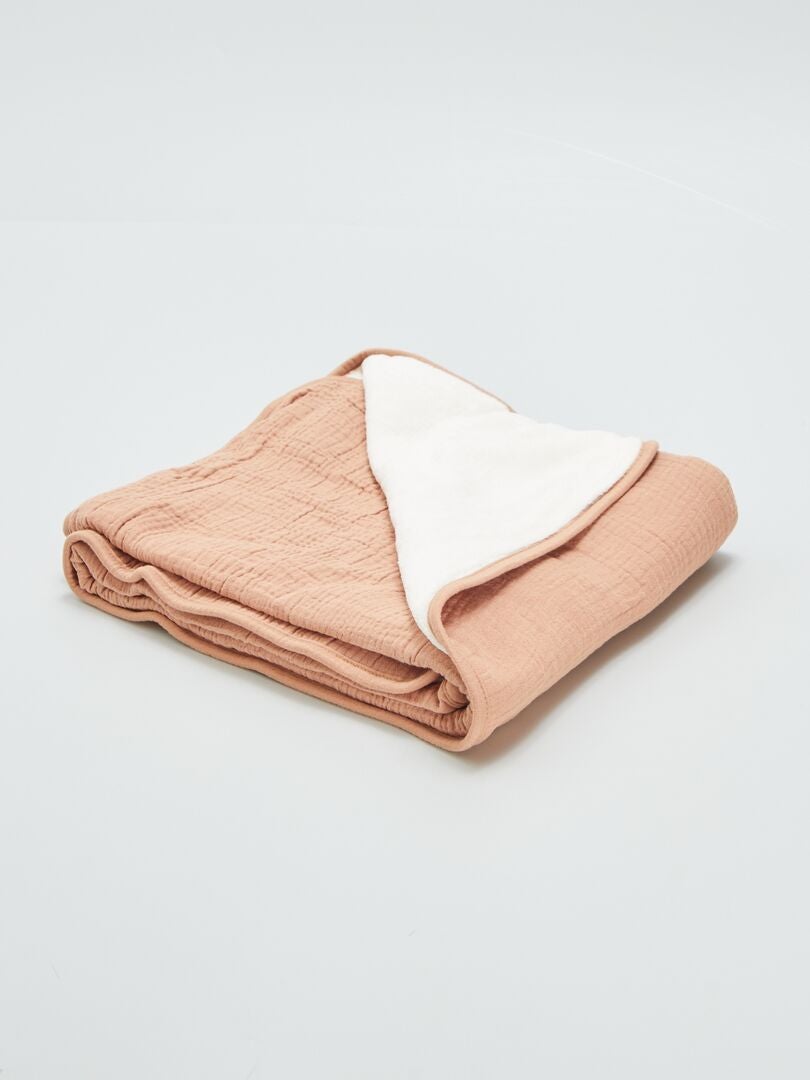 Vierkante babydeken van katoenen gaas - BEIGE