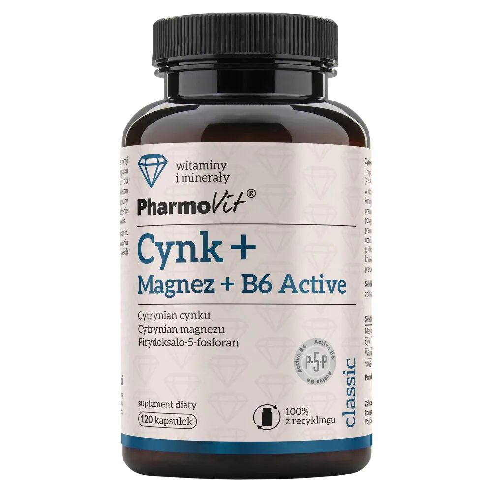 PHARMOVIT Cynk+Magnez+B6 Active kapsułki - 120 kaps.