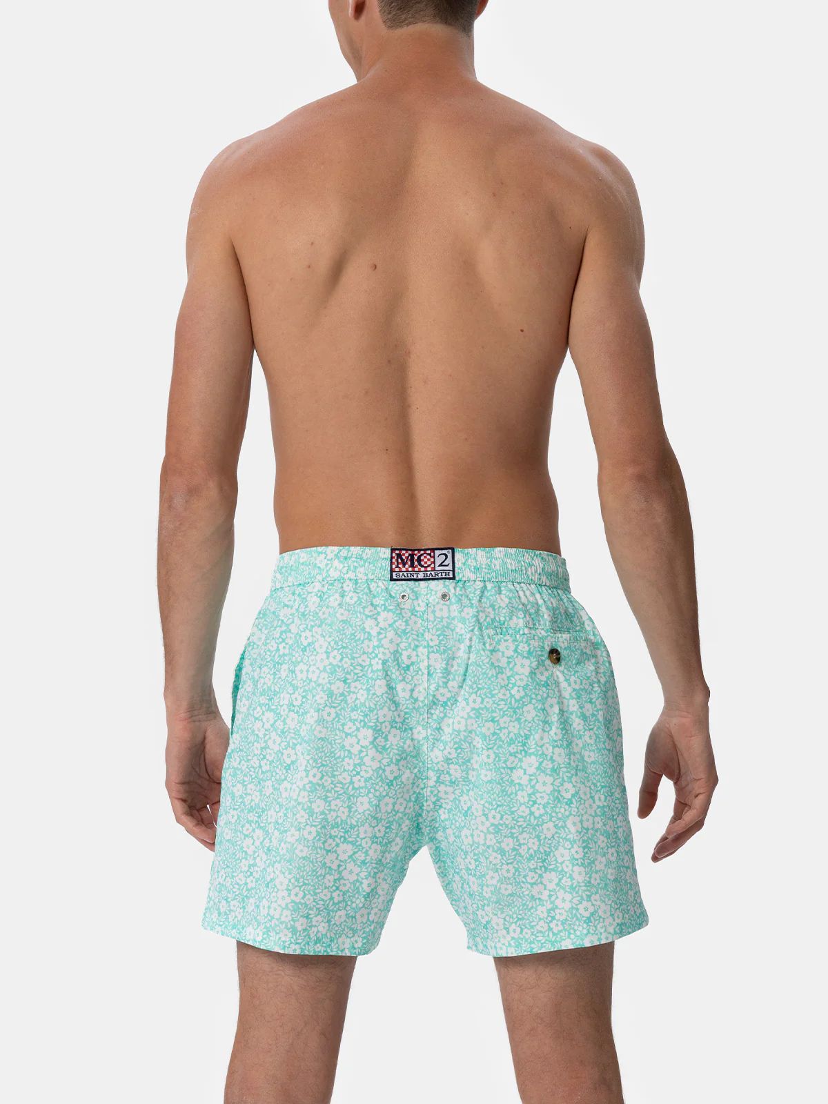 Klassiek comfortabel, licht elastisch badpak met bloemenprint.