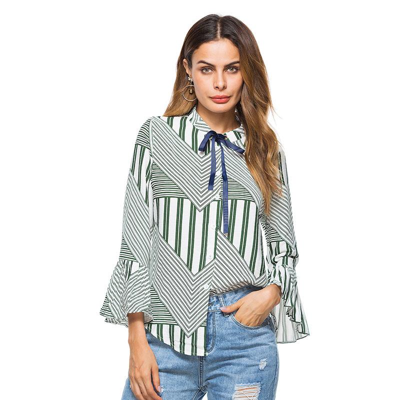 Top e camicette da donna in cotone, camicie da donna stampate, camicette da donna con maniche a campana, taglie forti, Blusas Femininas Elegante Blouses
