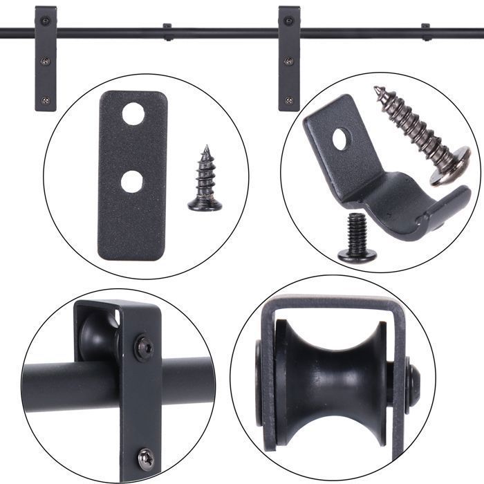 Kit de herrajes para puertas correderas dobles de armario SNOGOLD de 2 m/6,6 pies, sistema de herrajes para rieles de puertas de armarios colgantes