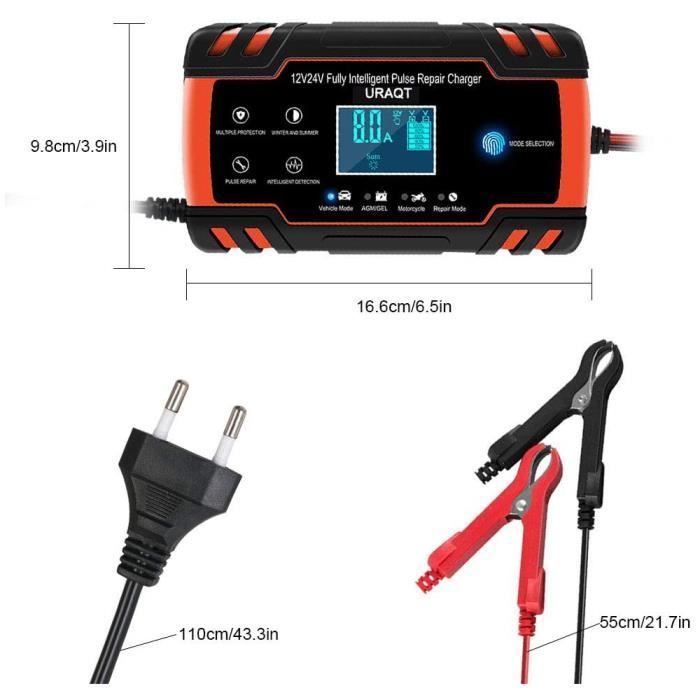 Chargeur de Batterie - MINGMEI - 8A 12V/24V - Intelligent - 3 Étapes - Réparation Automatique