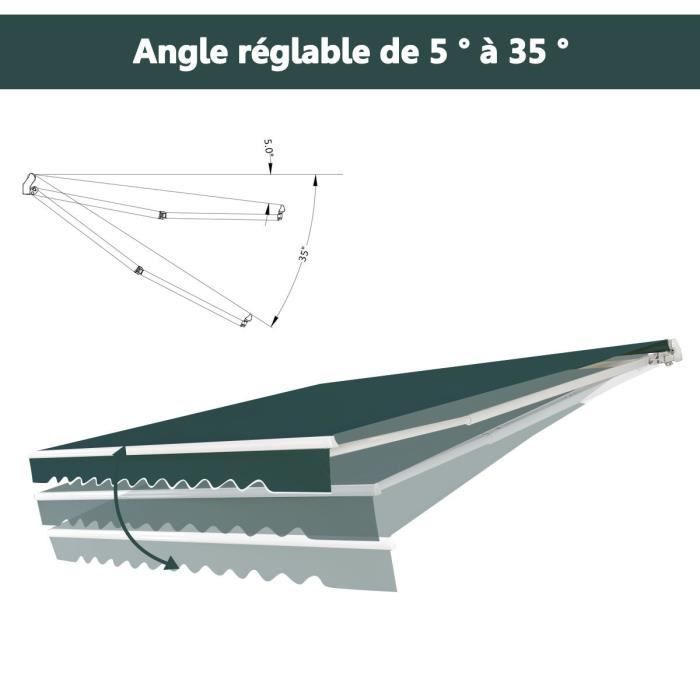 COSTWAY Uitschuifbaar balkonzonnescherm 3 x 2,5 m met UV- en waterbestendig doek, aluminium frame, verstelbare hoek 5-35°, groen
