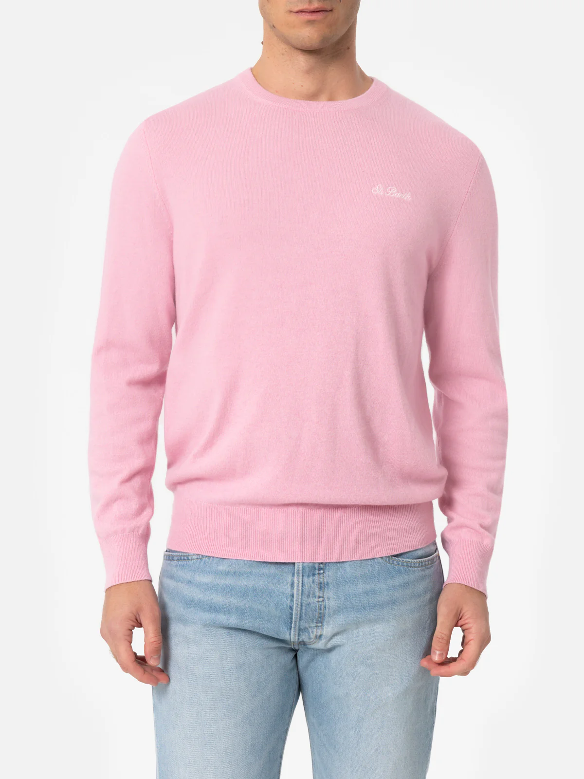 Regent herentrui met ronde hals, roze en van kasjmierblend