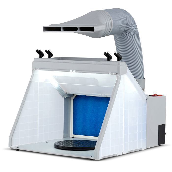 Cabine de Peinture Aérographe Portable COSTWAY-4m³/min-Plateau Tournant 19 CM-3 Lumières LED-Tuyau Extensible-Filtre à 2 Couches