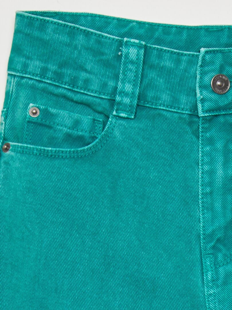 Calça jeans de cintura alta e pernas largas - VERDE
