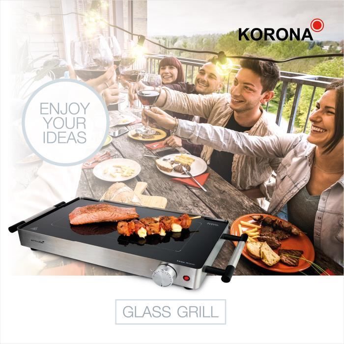 Plancha électrique - Korona - 46100 - 2 en 1 - Gril teppanyaki en verre - 800 W