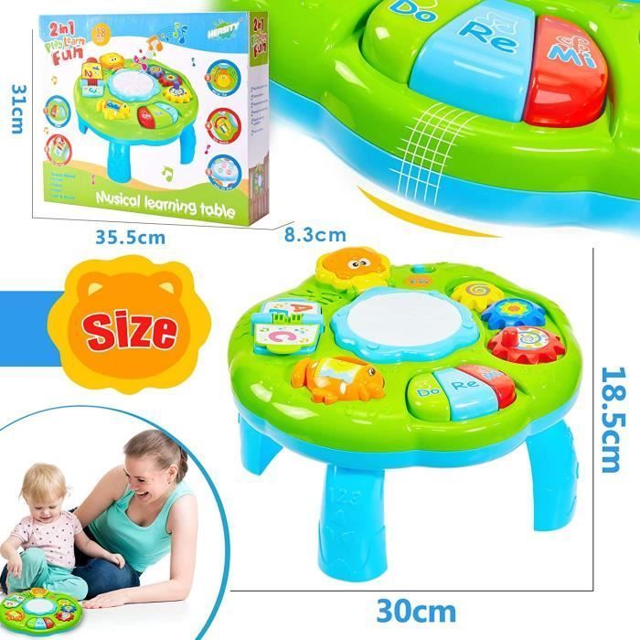 Mesa de actividades - ZGEER - Tambor para bebés - Juguete musical - Educativo - Luces de colores