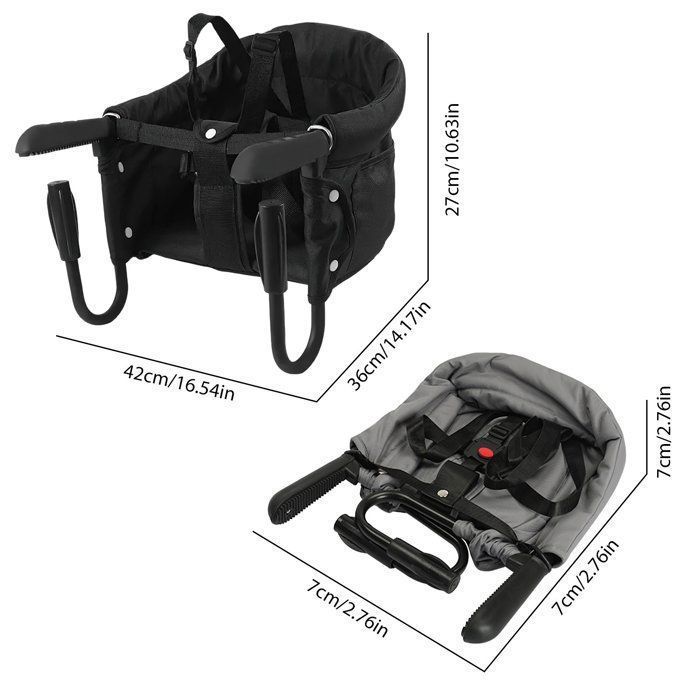 Siège De Table Bébé - 6-36 Mois - Siège Bébé Pliable - Avec Pinces Antidérapantes Et Ceinture De Sécurité Portable - Noir