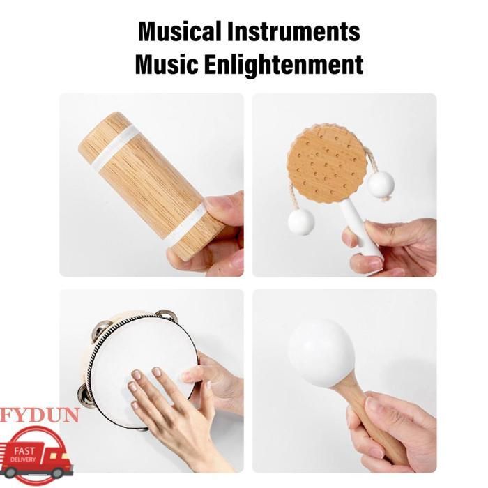 Set di percussioni in legno FYDUN, strumento musicale in legno per bambini, set di gioco puzzle