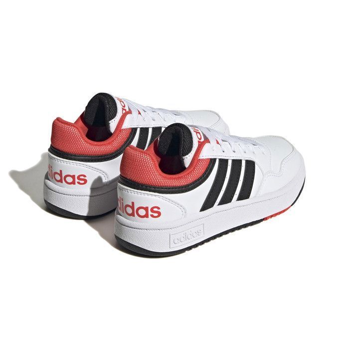 Chaussures basses en cuir ou simili Hoops 3.0 K - Adidas - Garçon - Blanc