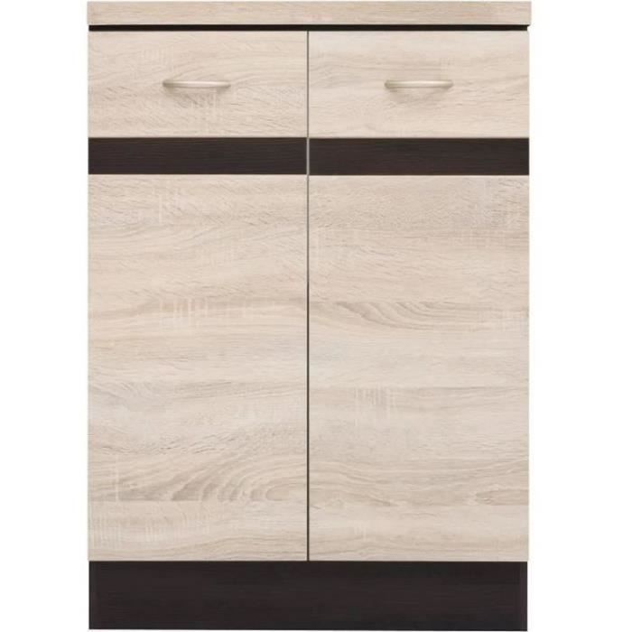 JUNONA 60 cm keukenonderkast - 2 deuren - werkblad - Sonoma eikenhout