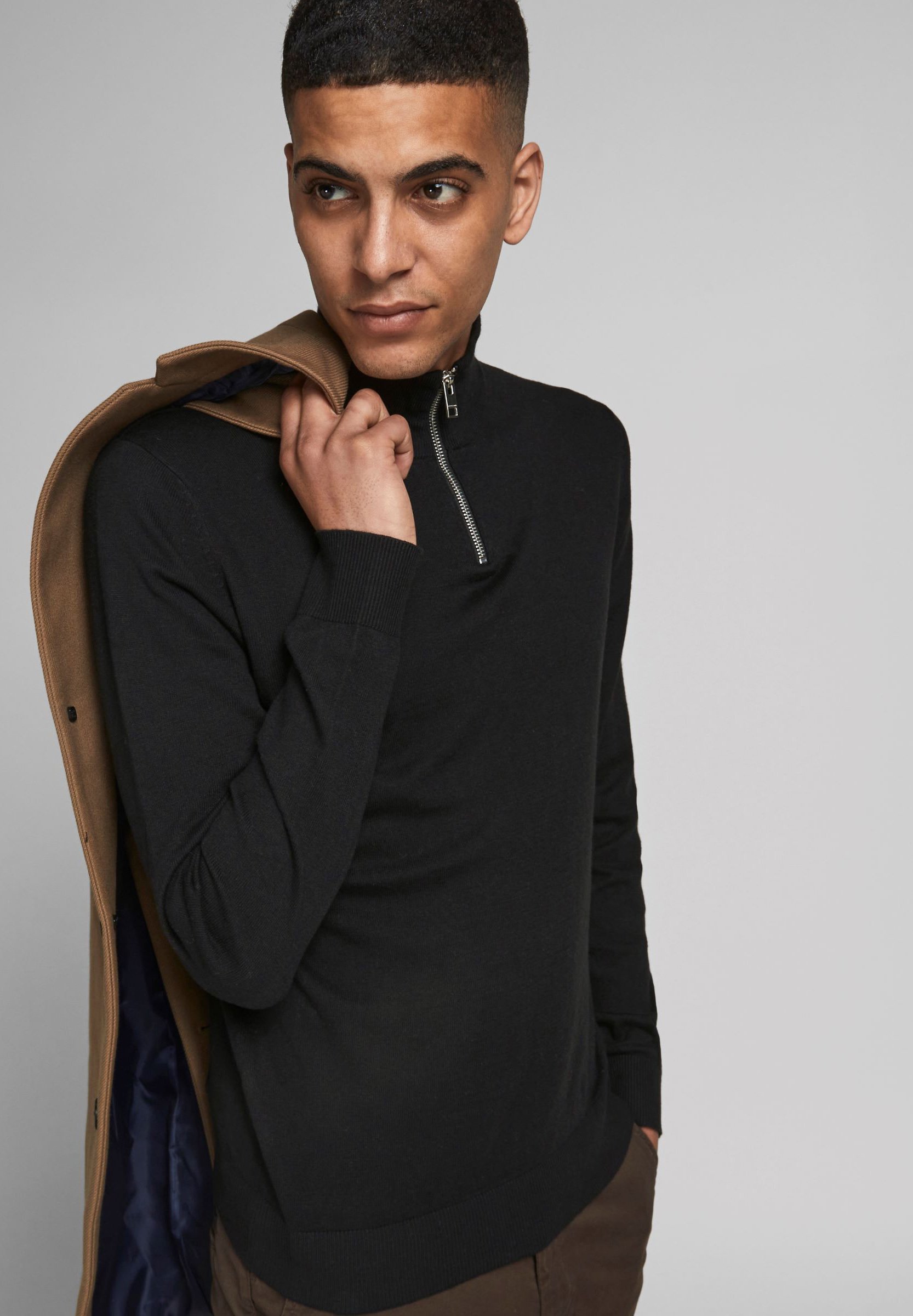 Jack & Jones JJEEMIL HALF ZIP - Trui - zwart
