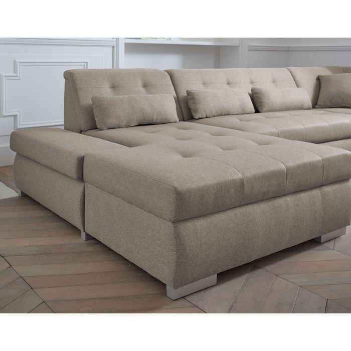 Vermont - Sofá panorámico de esquina derecha - 7 plazas - XXL - Beige