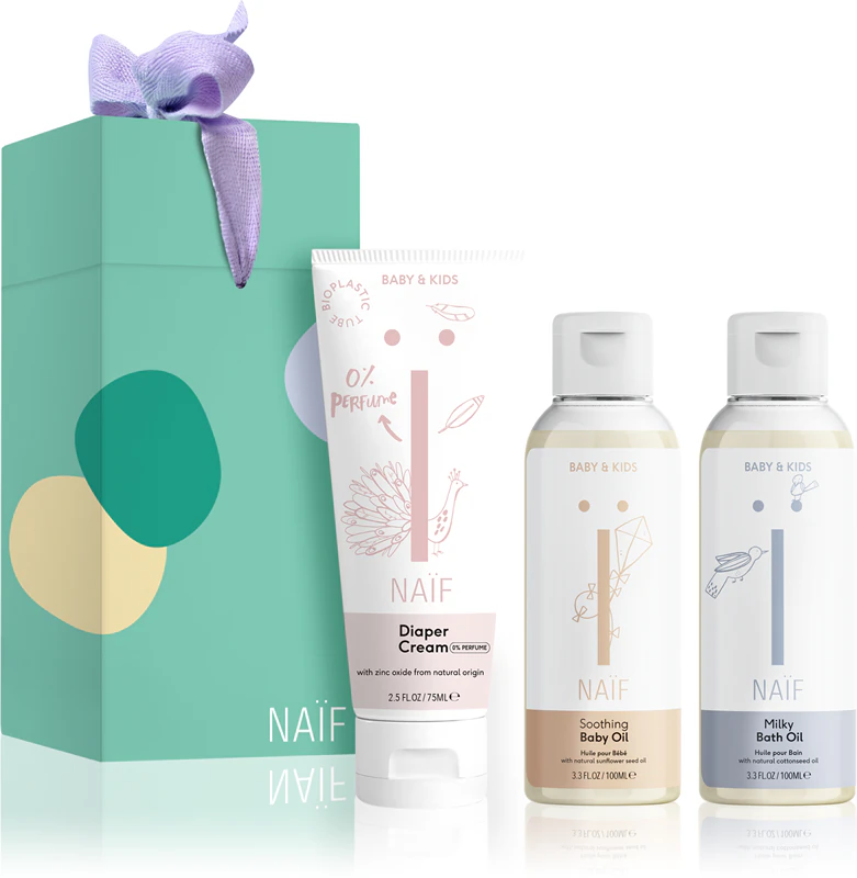 Naif Baby & Kids Newborn Essentials Set, een cadeauset voor baby's vanaf de geboorte.