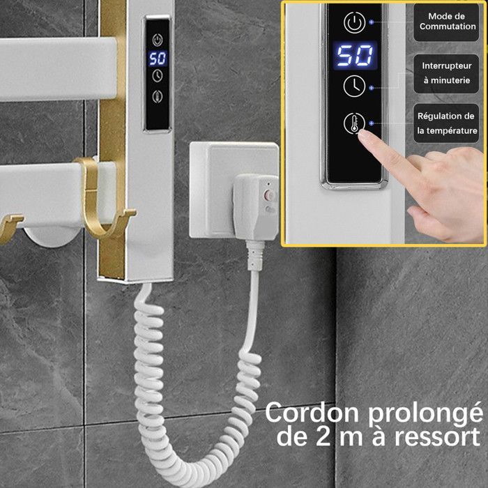 Electric towel warmer radiator - DDCAQIOUA - 500 W - Aluminium - White - 3 Functions