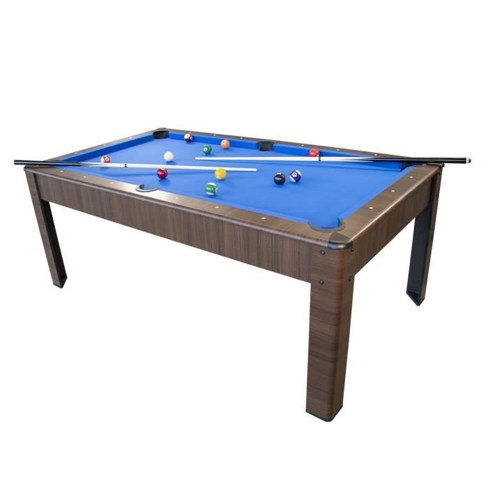 AMBIANCE 7ft Amerikaanse pooltafel - Eikenhouten afwerking met blauw laken