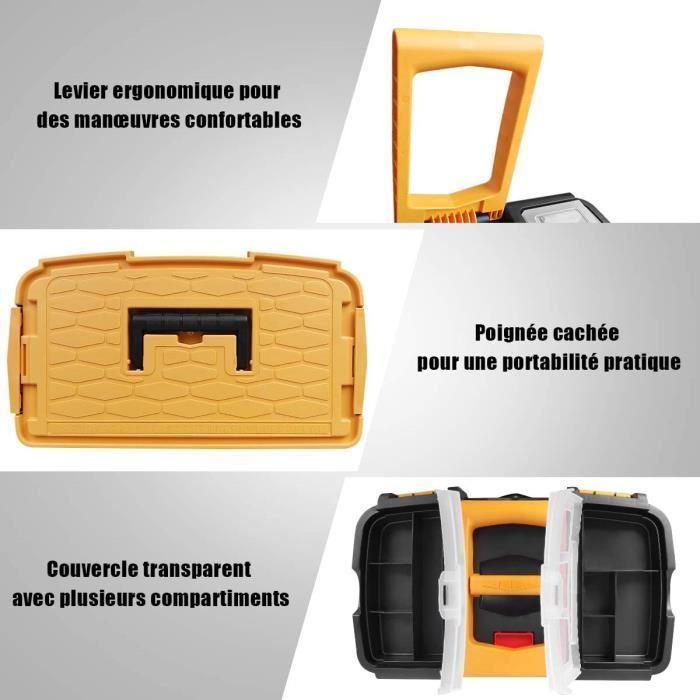 Caja de herramientas apilable y separable GOPLUS, tapa con cerradura, bandeja extraíble, caja de herramientas con ruedas, asa