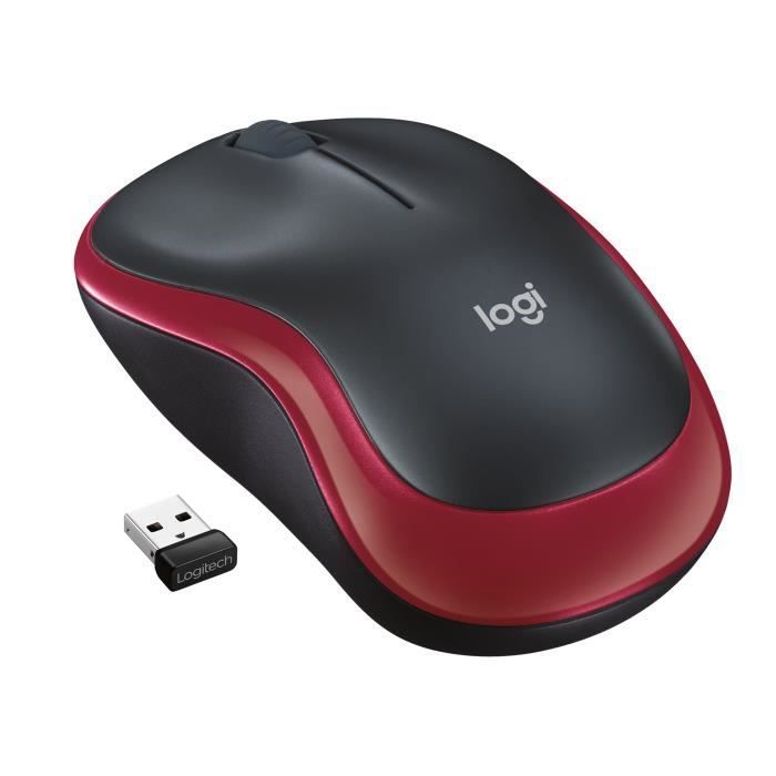 Ratón inalámbrico Logitech M185 rojo, ambidiestro