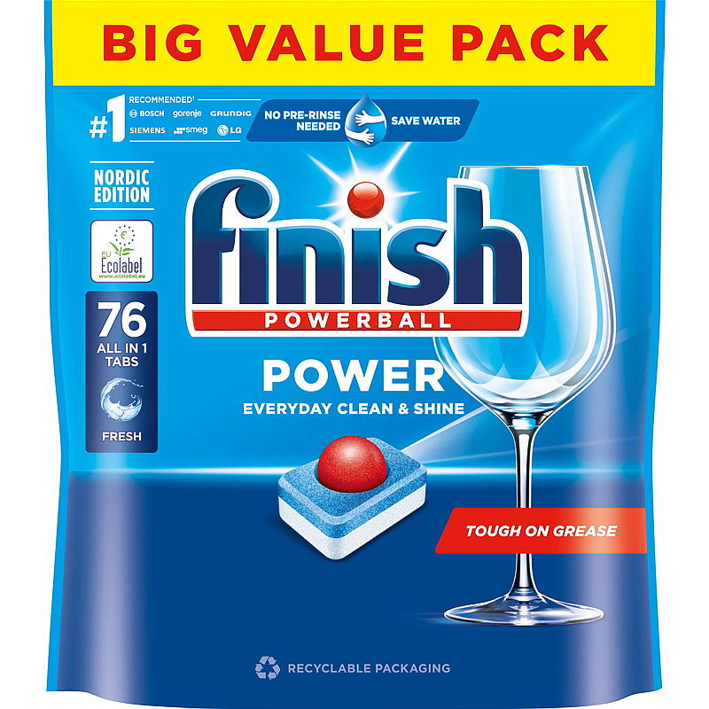 Finish Opvaskemaskine 76 tabletter, Power, Finish