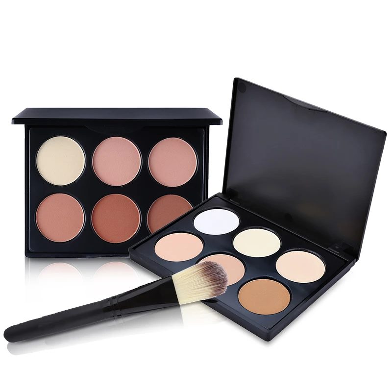 Poudre compacte matifiante pour le visage, 6 teintes, blush, ombre à paupières, correcteur, fond de teint, 55 g