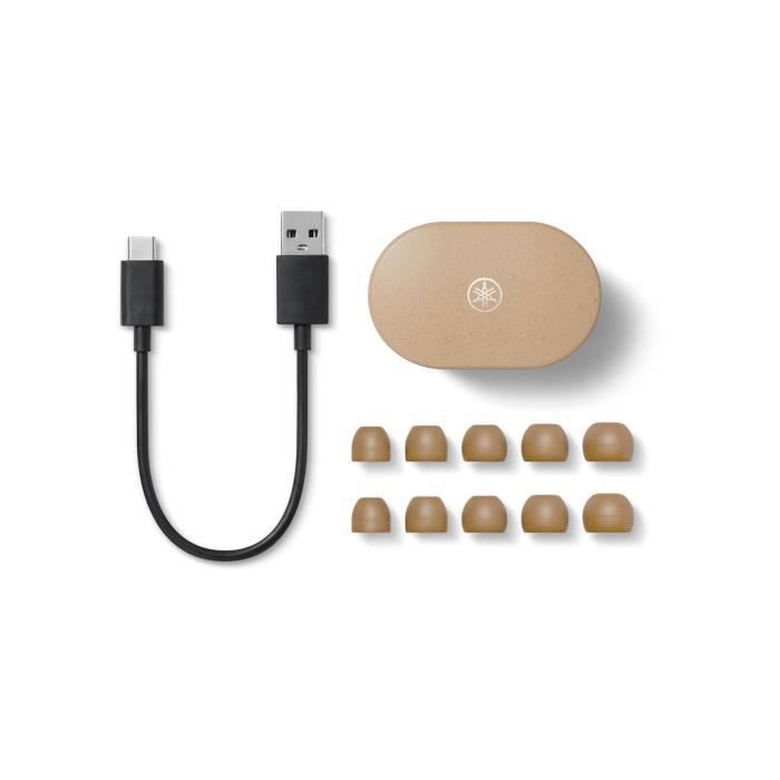 Yamaha TW-E7B Beige — Écouteurs True Wireless Bluetooth (TWS) pour Musique & Appels
