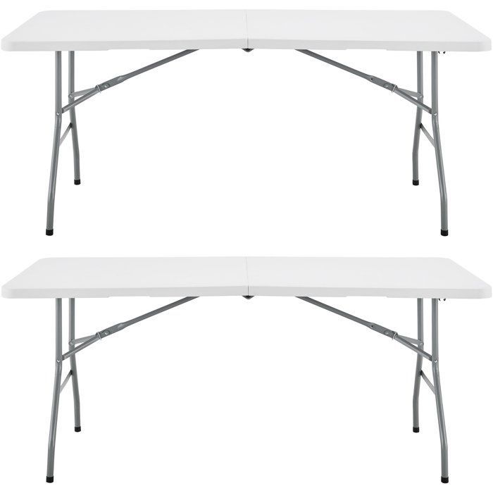 Lot de 2 tables de réception traiteur pliantes - 16 personnes - Blanc - 180x74xH73,5cm - Structure acier et plateau polyéthylène PEH
