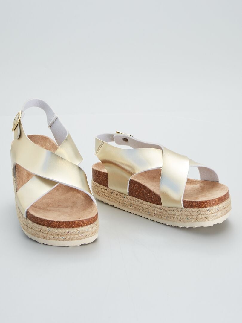 Sandalen met hoge zool - BEIGE