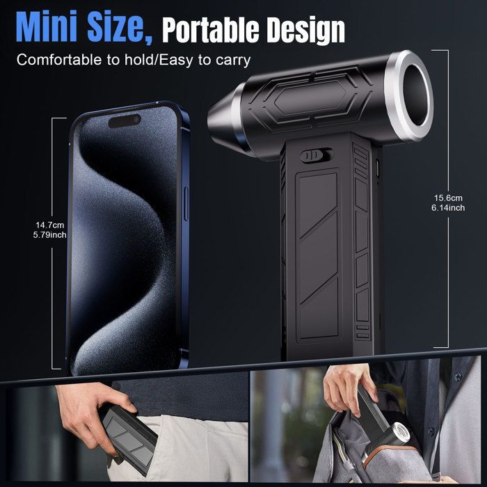Aspiradora de mano inalámbrica TANBABY - 3 velocidades - Recargable por USB - Compacta - Multifuncional