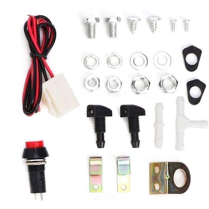 Kit universal para limpiaparabrisas - PZCC - Bomba de limpieza de 12 V - Depósito de 1,8 L - Fácil instalación - Tubo de goma