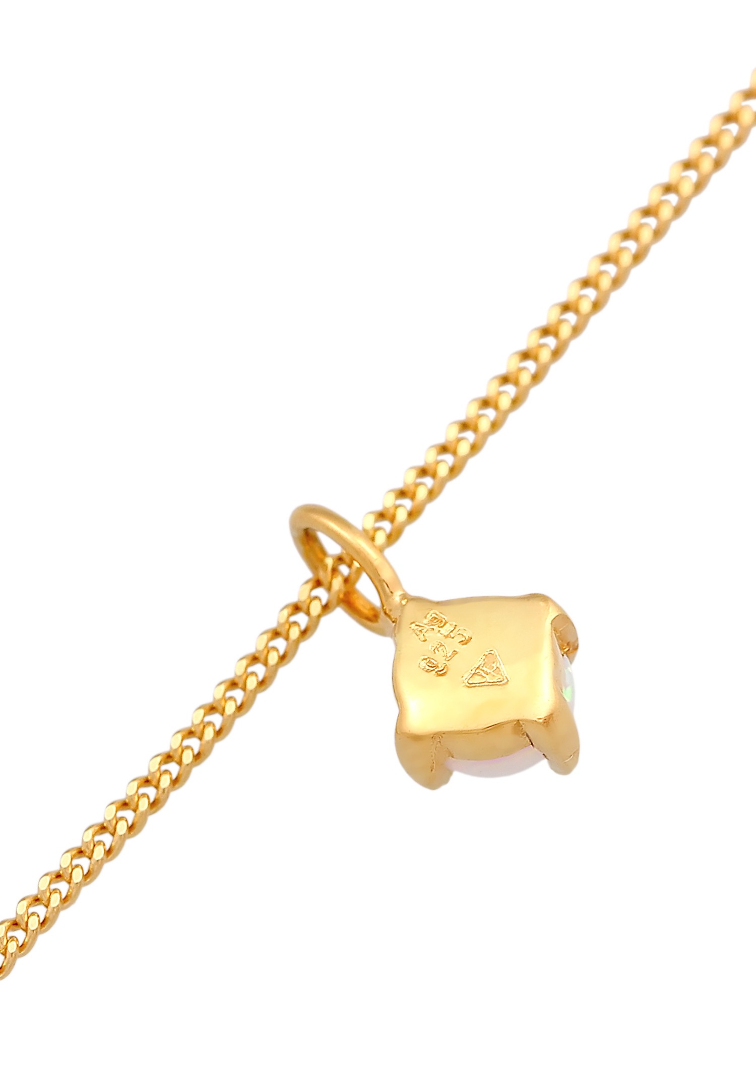 Elli Femmes Choker Solitaire Pendentif Simple avec Synth. Opale en argent sterling 925 plaqué or