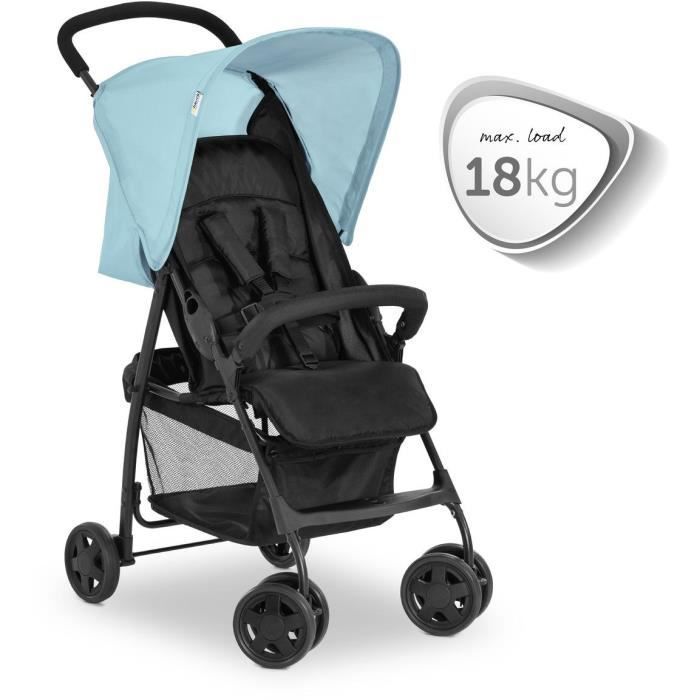 HAUCK - Poussette canne - SPORT - Pliable & inclinable - Capote Pare-Soleil - 4 roues - Noir / Bleu