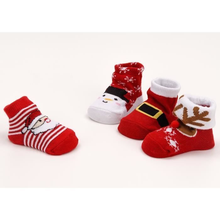 BRUBAKER - Babysokjes - Pak van 4 paar - Jongen/Meisje 0-12 maanden - Cadeauset voor pasgeborene/doop - Kerst