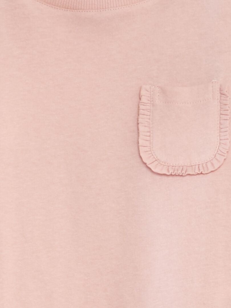 Effen T-shirt met zakje - ROZE
