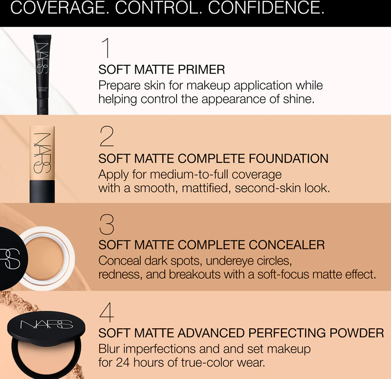 Corretivo NARS Soft Matte Complete para uma cobertura perfeita.