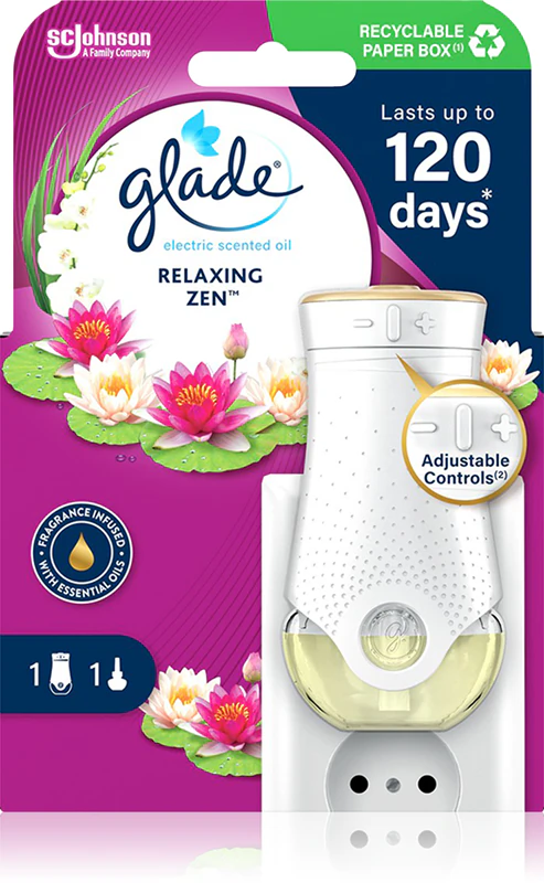 Aromatizador de ambiente elétrico GLADE Relaxing Zen