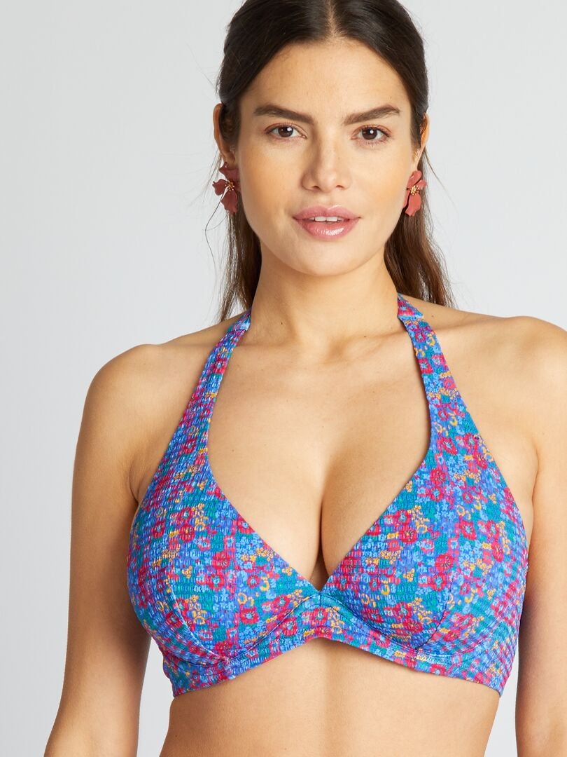Top de biquíni estampado D&E - AZUL