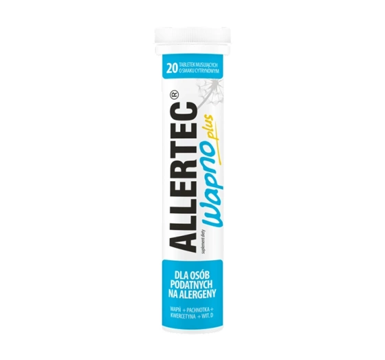 Allertec Wapno Plus suplement diety tabletki musujące o smaku cytrynowym na alergie 20 tabletek