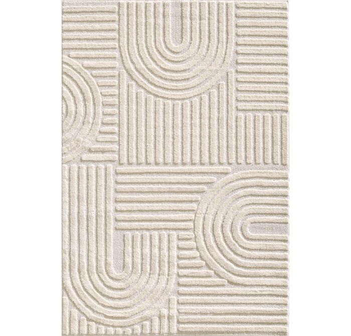 Alfombra Carpetsale24 para salón o dormitorio, color crema, 120 x 170 cm, estilo bohemio escandinavo con efecto de relieve, alfombra decorativa.