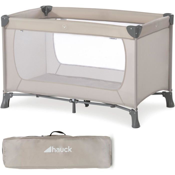 ZOKKO Baby Travel Cot - 120x60 cm - Compact Fold - Carry Bag Included - Mesh Windows - Beige - 7.5 kg