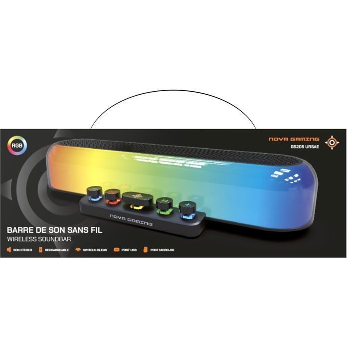 Barre de son gaming - NOVA GAMING - Ursae - LED RGB - Noir