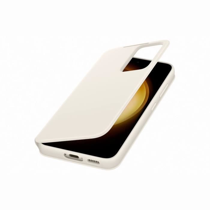 Samsung Smart View Phone Case with Card Holder for S23, White